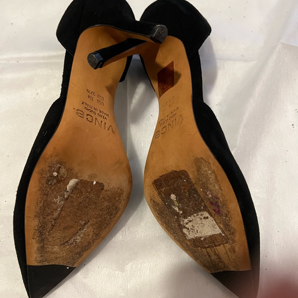Vince Black Heels suede Pointed-Toe - Picture 3 of 3